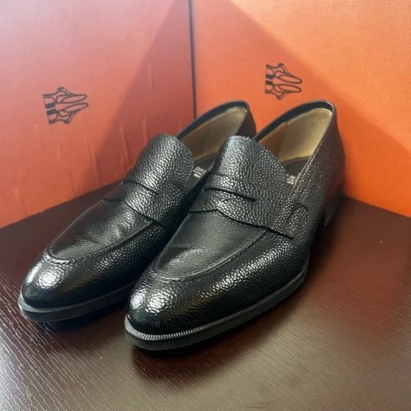 Di Bianco (SPQR) black "pebble grain" finish loafers size 9 - Picture 1 of 8